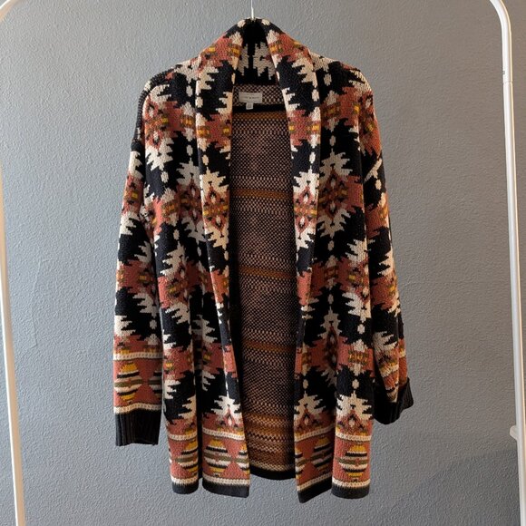 Lucky Brand Sweaters - Lucky Brand Aztec Southwestern Open Front Shawl Collar Sweater Sz M